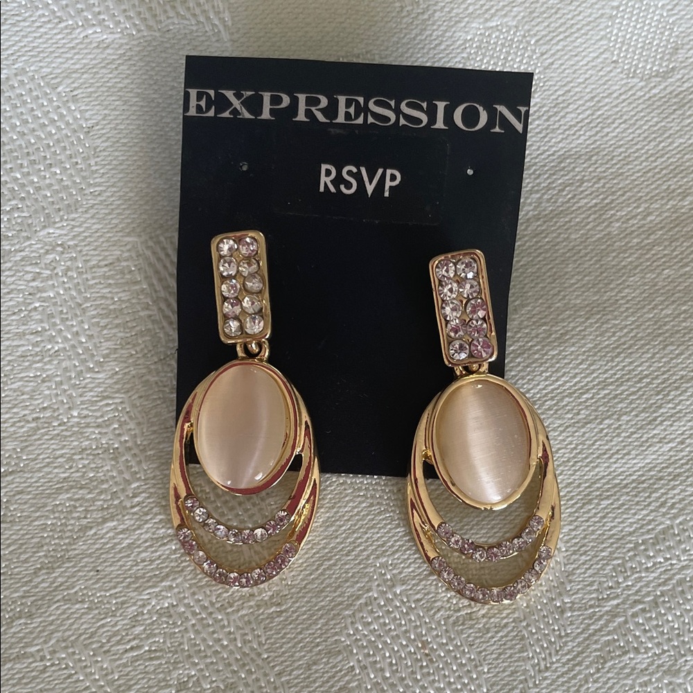 RSVP Gold and Pink Crystal Earrings